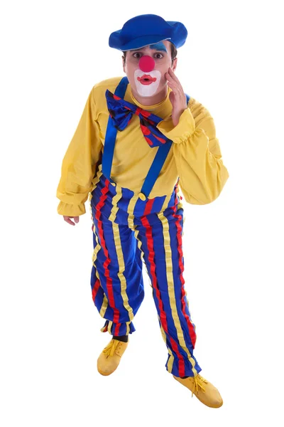 Clown geïsoleerd op witte achtergrond — Stockfoto