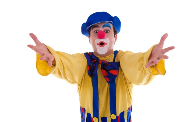 Clown geïsoleerd op witte achtergrond — Stockfoto