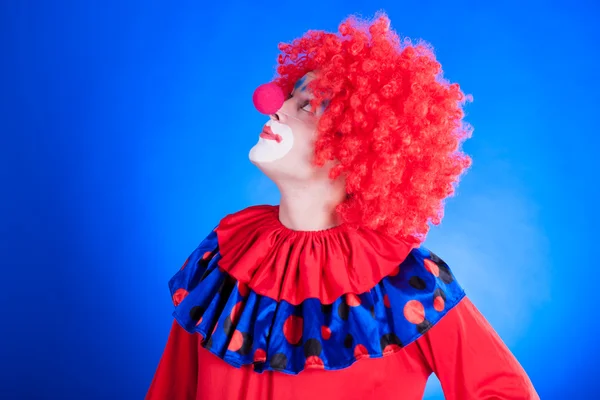 Clown on blue backgound — Stock Photo, Image