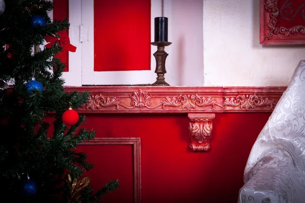 Christimas interior in red vintage room — Stock Photo, Image