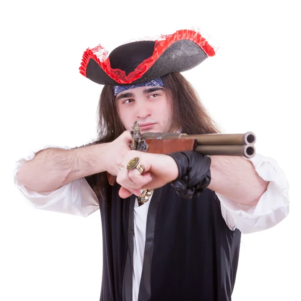 Pirate with a gun on hand — Stock Photo, Image