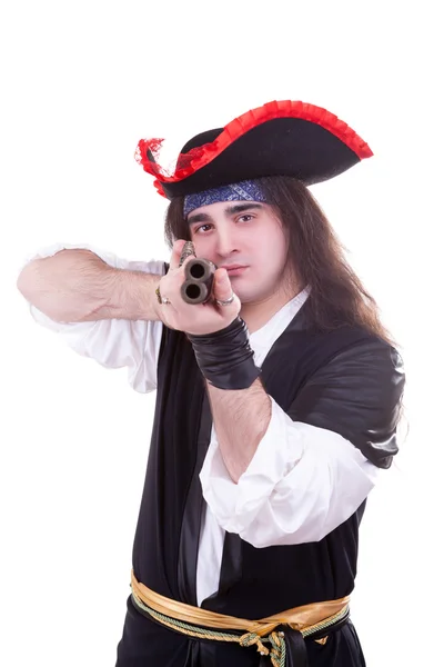 Pirate with gun in hands — Stock Photo, Image