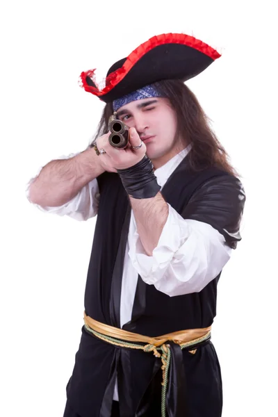 Scary pirate with a gun in hands — Stock Photo, Image