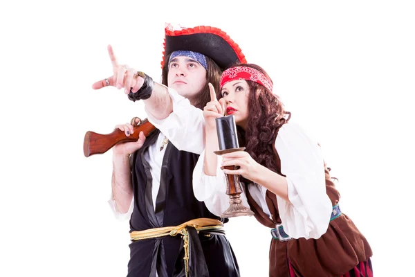 Two pirates on white background — Stock Photo, Image