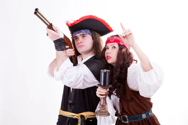 Two pirates on white background — Stock Photo, Image