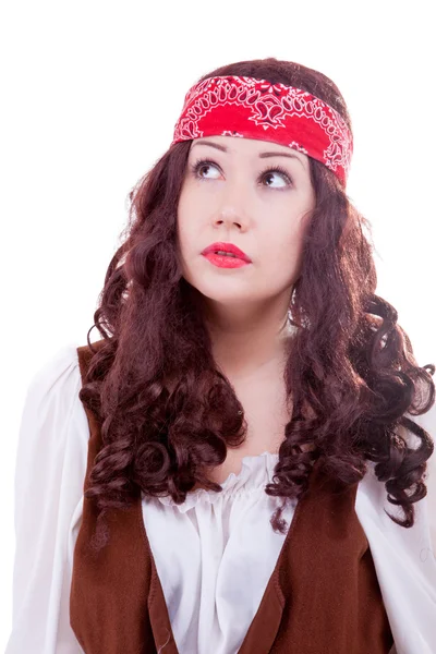 Piratin Frau auf weißem Hintergrund — Stockfoto