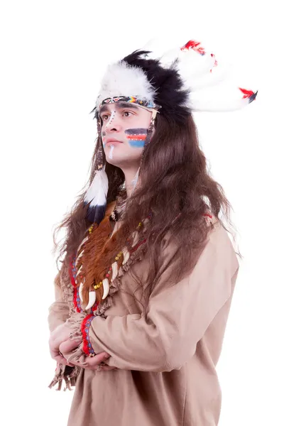 Hombres nativos de América aislados sobre fondo blanco — Foto de Stock