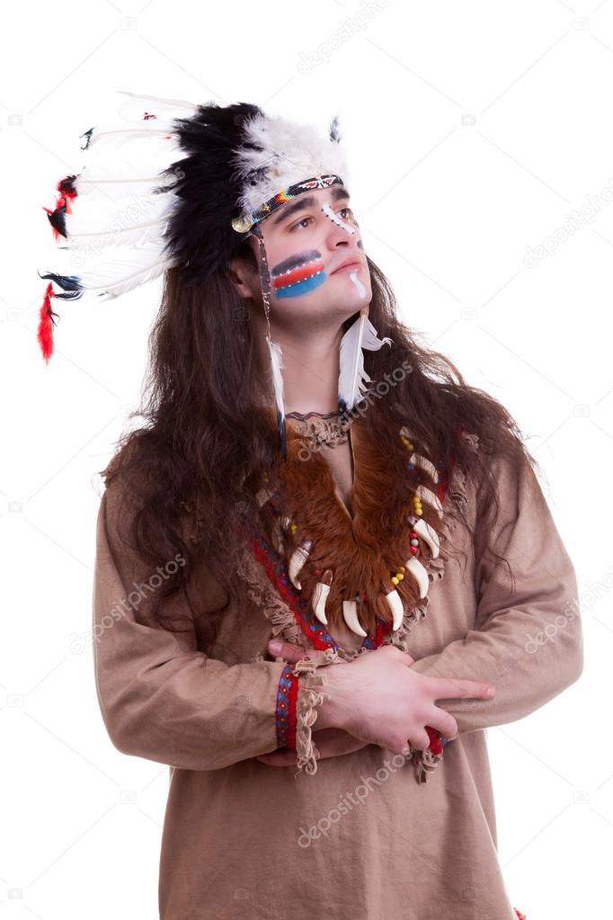 Native american chief isolated on white background