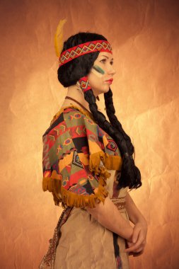 Native american woman toned image clipart