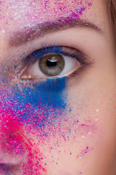 Close up shot of an eye with fashion make up — Stock Photo, Image