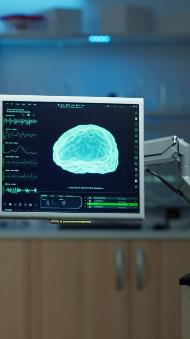 Vertikal video: Neurologi medicinsk klinik med ingen i den modernt utrustade — Stockvideo