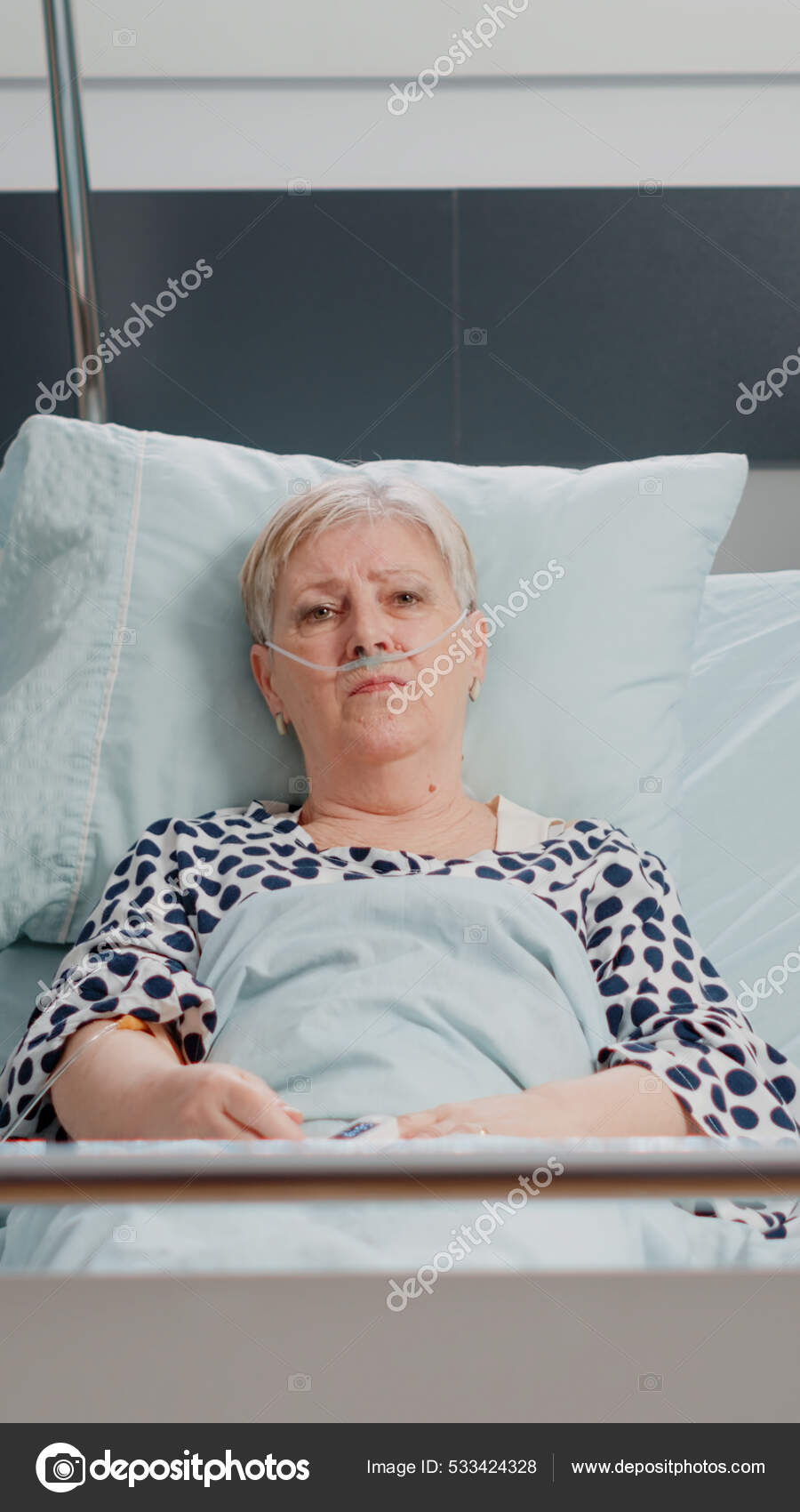 POV of aged woman with sickness talking on video call Stock Photo by  ©DragosCondreaW 533424328