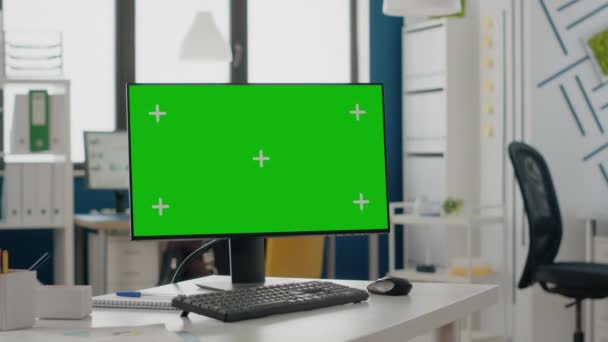 Zavřít zelenou obrazovku na monitoru počítače — Stock video