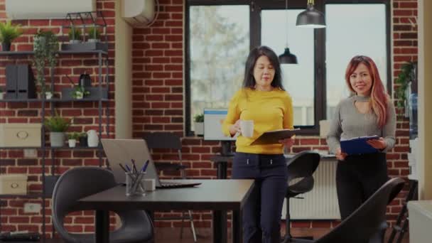 Portrait of asian women working in business office — Stok Video