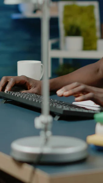 Close up of architect using keyboard and computer — Stock Photo, Image