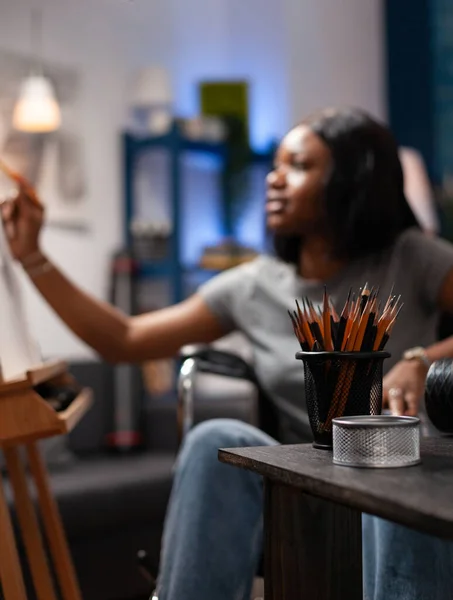 Selective focus on professional support with sketching pencils — Stock Photo, Image