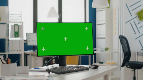 Gros plan de l'écran vert sur l'écran de l'ordinateur — Photo