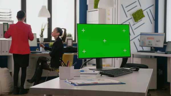 Primo piano dello schermo verde orizzontale sul computer — Foto Stock