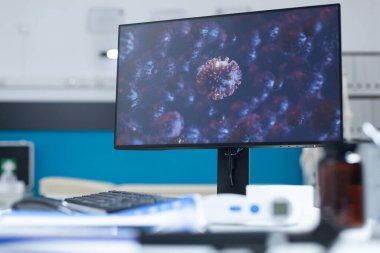 Masada duran koronavirüs resimli bilgisayar