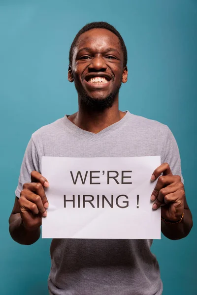 Excited recruiter offering job opportunity with employment contract — Stockfoto