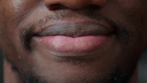 Macro Shot Young Man Smiling Front Camera Having Short Haired — Vídeo de Stock