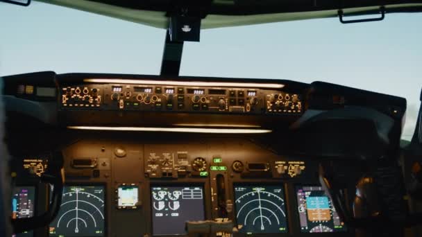 Nobody Aviation Cabin Control Panel Fly Airplane Engine Dashboard Power — Stock Video