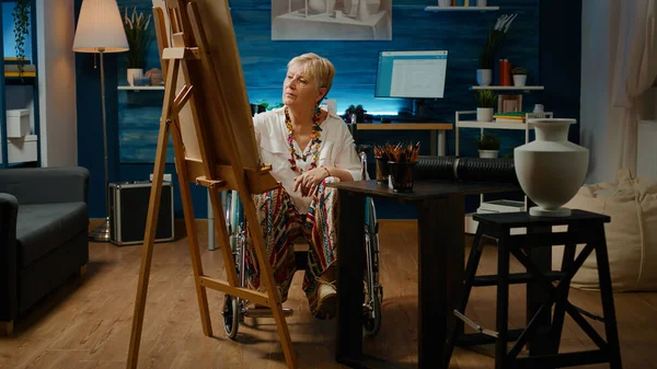 Ηλικιωμένος Σωματική Αναπηρία Σχέδιο Έργων Τέχνης Καμβά Χρόνια Αναπηρία Wheelchair — Φωτογραφία Αρχείου