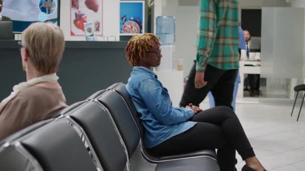 Asian Nurse Taking African American Woman Checkup Visit Doctor Medical — Stock video