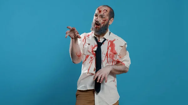 Dingo Zombie Laid Dansant Enfantin Sur Fond Bleu Monstre Effrayant — Photo