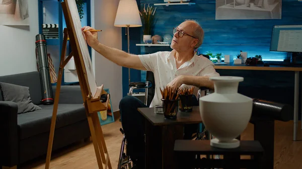 Paralyzed Man Health Condition Drawing Modern Art Model Authentic Vase — 스톡 사진