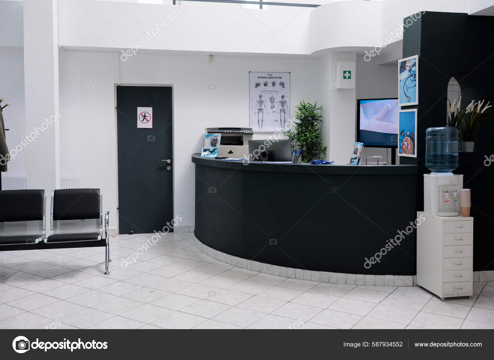 Nobody Waiting Room Front Desk Reception Wall Screen Promotional Offer —  Stock Photo © DragosCondreaW #587934552, image size:1600x1167