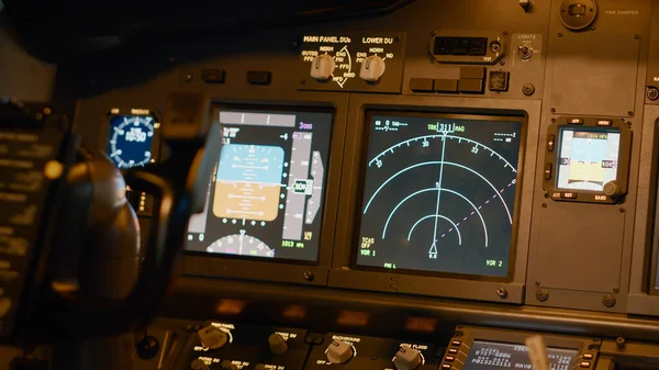 Radar Compass Windscreen Dashboard Cockpit Used Captain Fly Takeoff Airplane — ストック写真