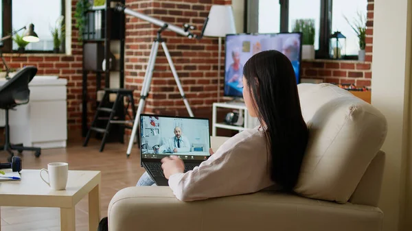 Patient Getting Online Consultation Telehealth Platform While Talking General Practitioner — Fotografia de Stock