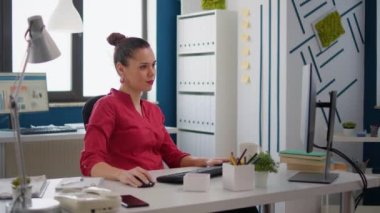 Executive manager planning sales development on computer, creating strategy with business charts and graphs. Marketing analyst working with research for startup company growth.