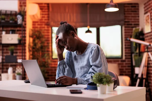 Overworked Young Female Freelancer Working Laptop Modern Home Office Burnout Royalty Free Stock Images