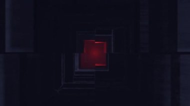 Infinity colorful grey tunnel with ai endless loop, wavy seamless loopable effect with infinite glowing color. Red vibrant dimension with scifi laser futuristic illustration. 3d render animation.