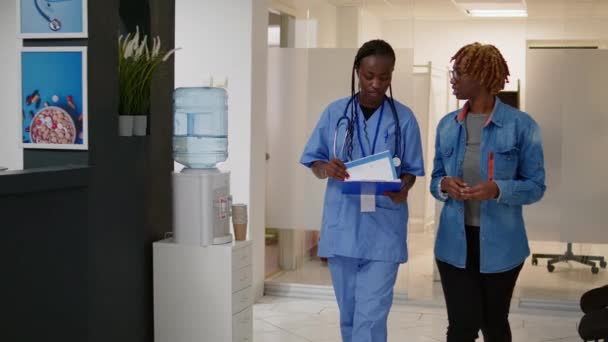 Man Physical Impairment Attending Medical Checkup Doctor Caretaker Waiting Area — Vídeo de stock