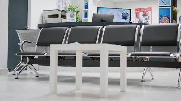 Empty Hospital Reception Waiting Room Attend Medical Checkup Visit Appointment — Stock Photo, Image