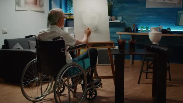 Old Person Chronic Health Condition Drawing Canvas Creating Artwork Sketch — Video
