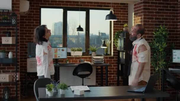 Love Spooky Romantic Brain Eating Zombie Man Proposing His Creepy — Vídeo de stock