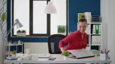 Sales consultant planning financial development with data charts, using marketing statistics to create presentation. Company employee working with executive strategy on laptop.