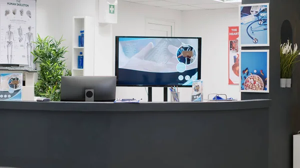 Hospital Reception Counter Clinic Lobby Help Patients Doctors Consultations Medical — Foto Stock