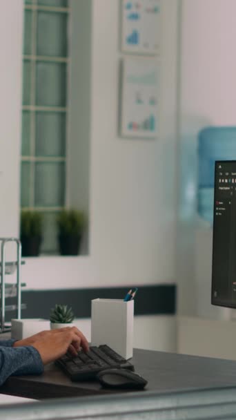 Vertical Video Junior Developer Writing Database Code Create New User — Stock Video