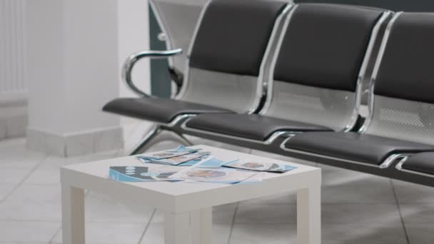 Waiting Area Seats Private Healthcare Facility Empty Hospital Reception Desk — Wideo stockowe