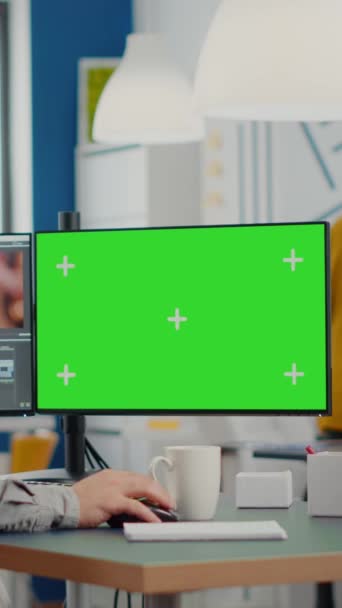 Vidéographe Aide Ordinateur Avec Clé Chromatique Maquiller Écran Isolé Montage — Video