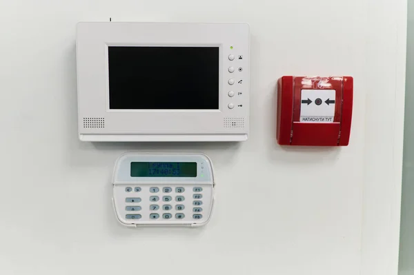 Teclado Control Alarma Monitor Interior Montado Pared Para Videovigilancia Botón — Foto de Stock