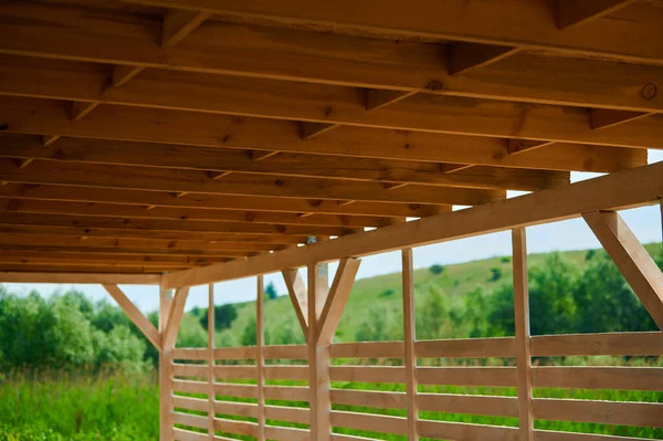 Roof Beams Wooden Gazebo Canopy — стоковое фото