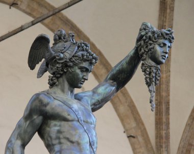 perseus bronz heykeli. Floransa, İtalya