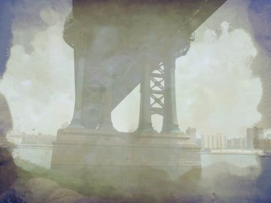 Grunge ayrıntı manhattan Köprüsü