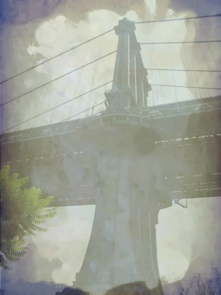 Grunge detail van manhattan bridge — Stockfoto